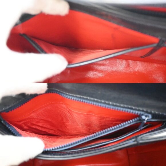 GUCCI Logo Shoulder Hand Bag Leather Navy Blue GHW Italy 35KB070 - Picture 12 of 15